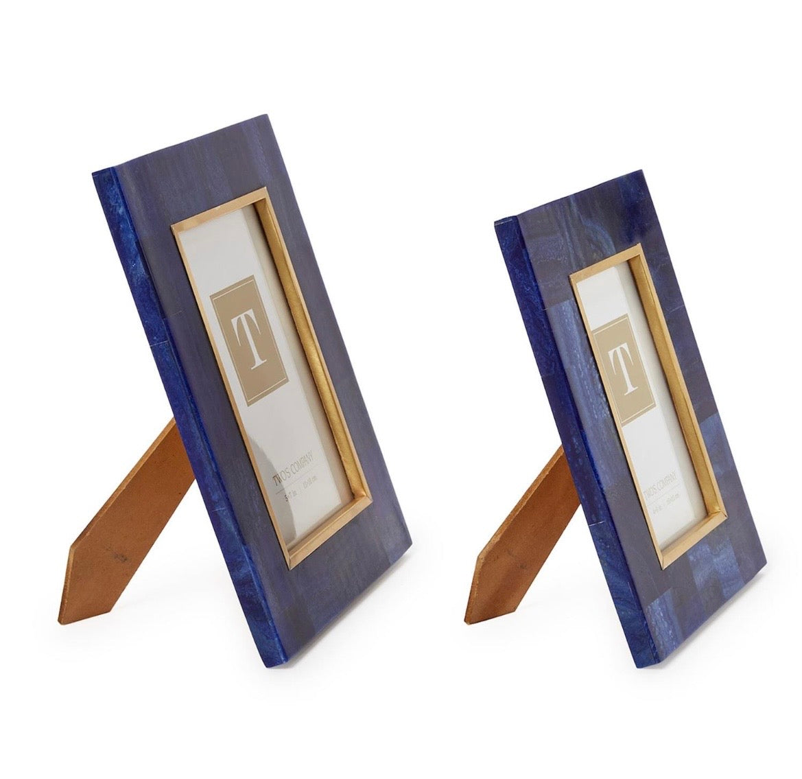 Blue Soladite Blue Photo Frames with Brass Trim