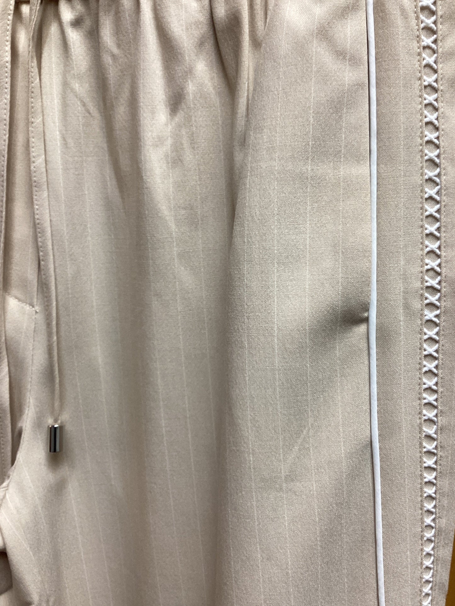 Pinstripe Tie-Waist Trouser-Light Sand