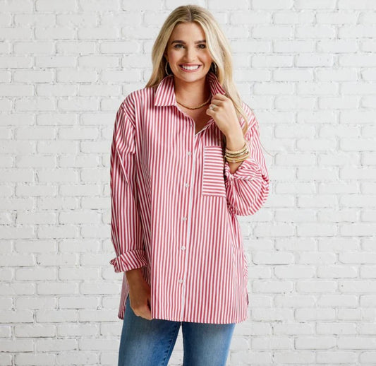 Lawn Shirt-Red Stripe