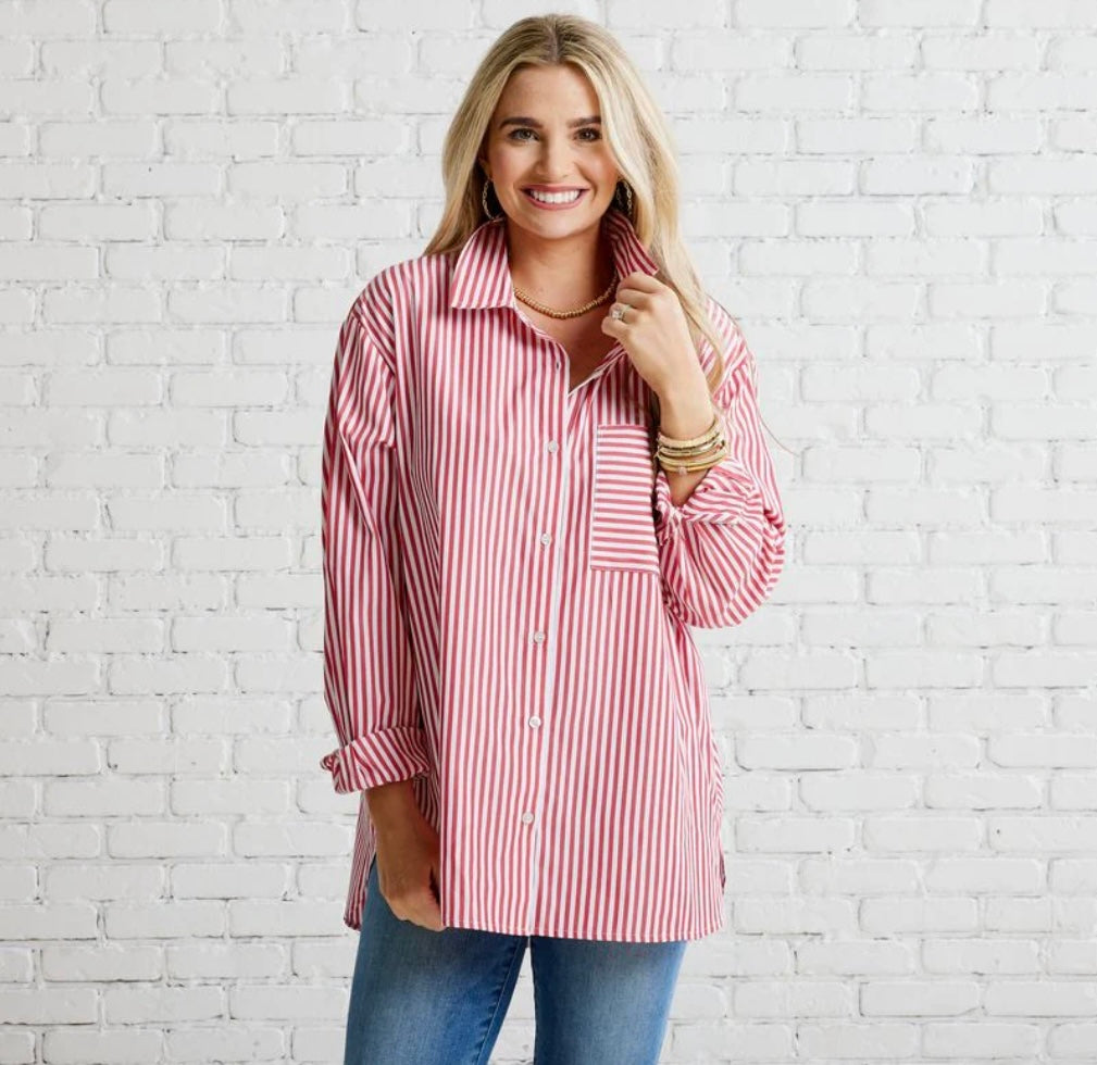 Lawn Shirt-Red Stripe