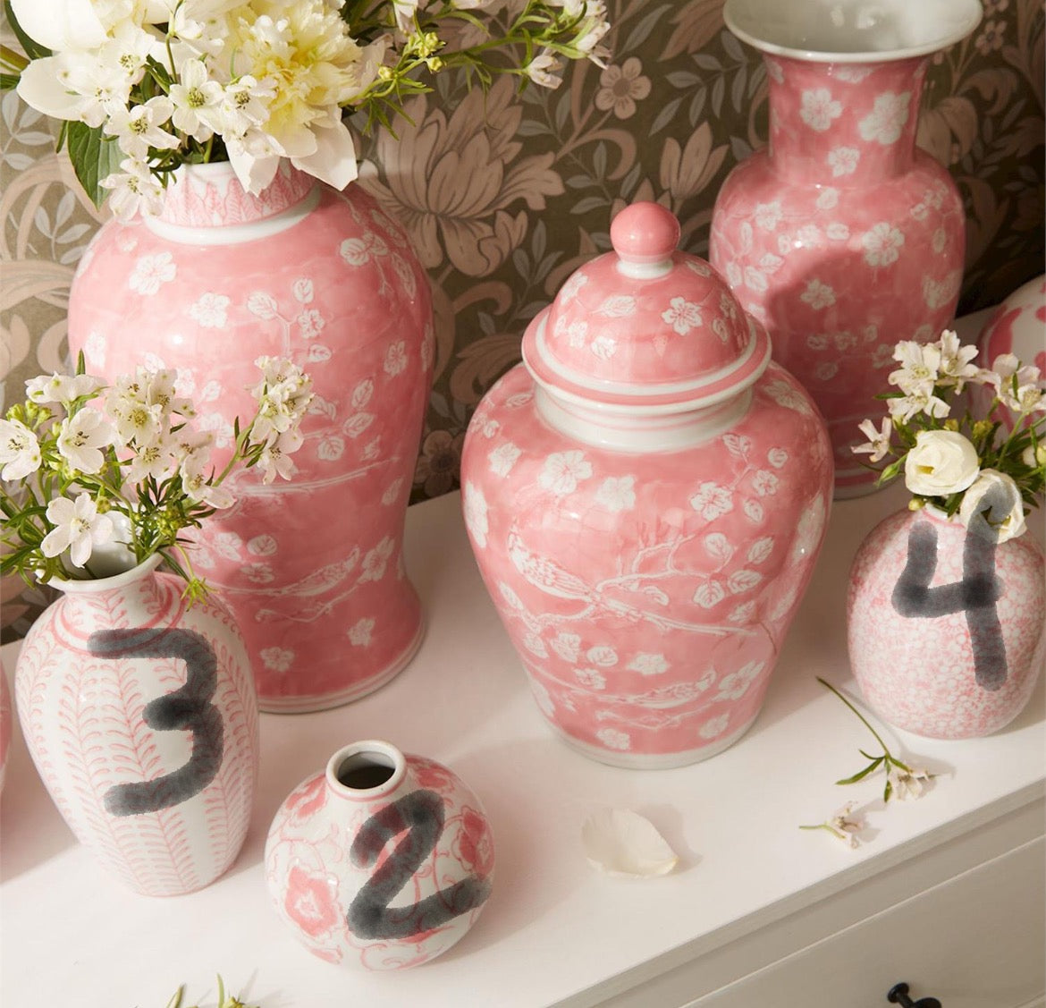 Pink Chinoiserie Vase-Each Sold Separately