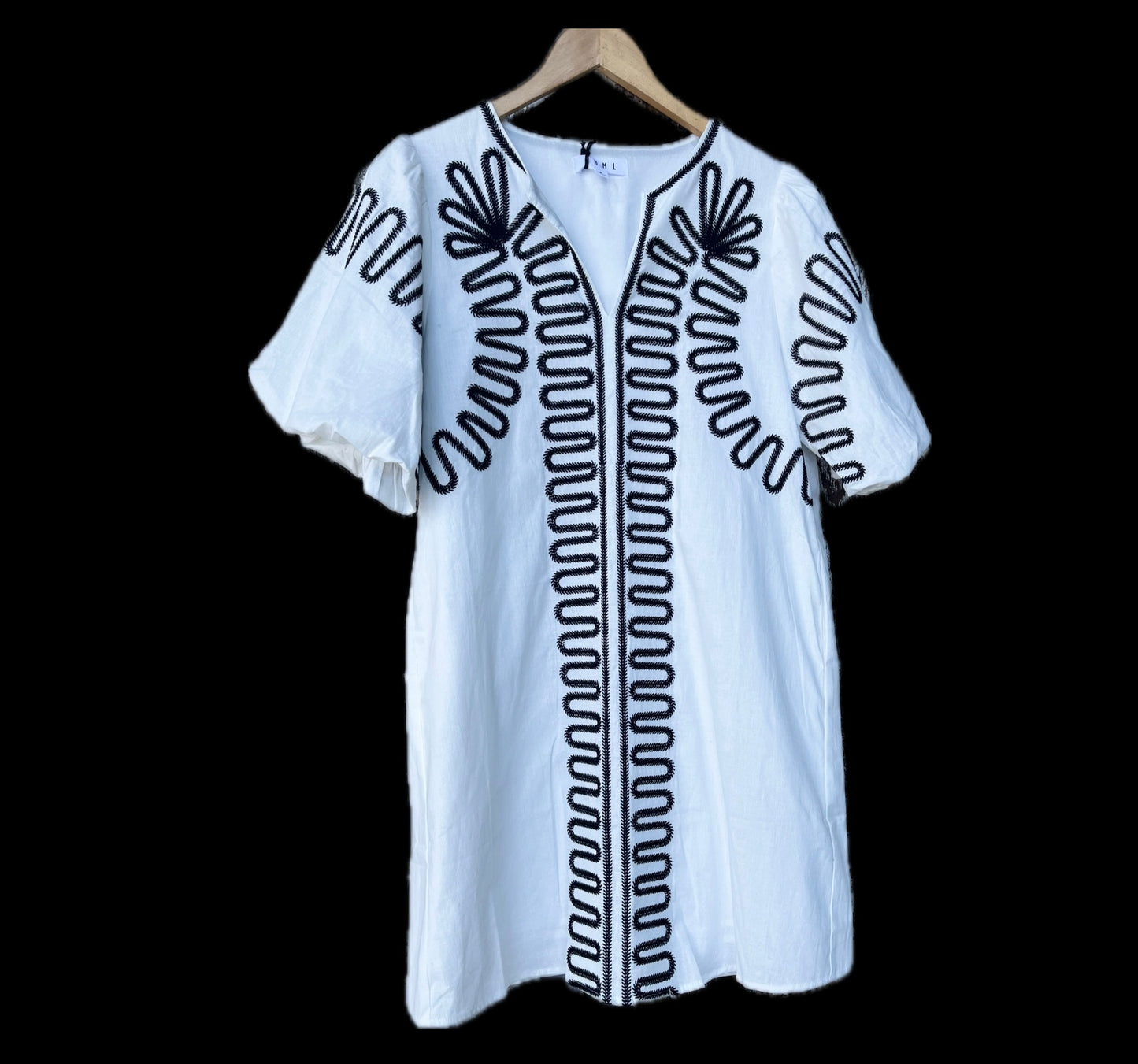 Puff Sleeve Embroidered Dress