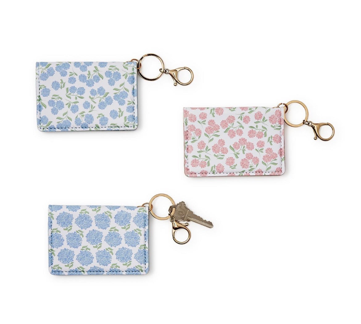 Hydrangea Print ID Wallet Assorted 3 Designs - Vegan Leather/PVC/Metal