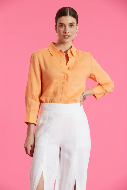 Dora Linen Tunic - Papaya