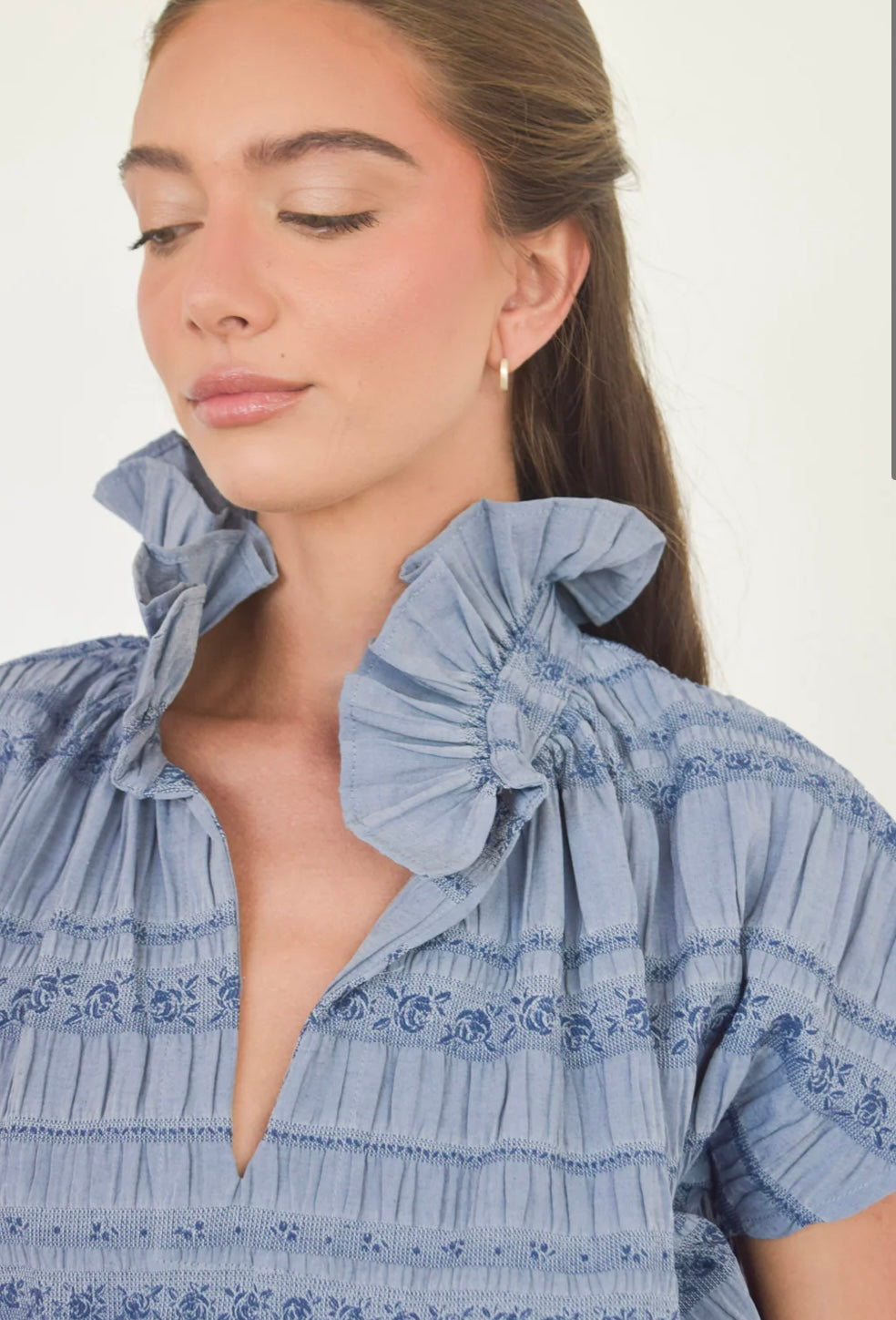 Vicki Short Sleeve Top - Blue Floral