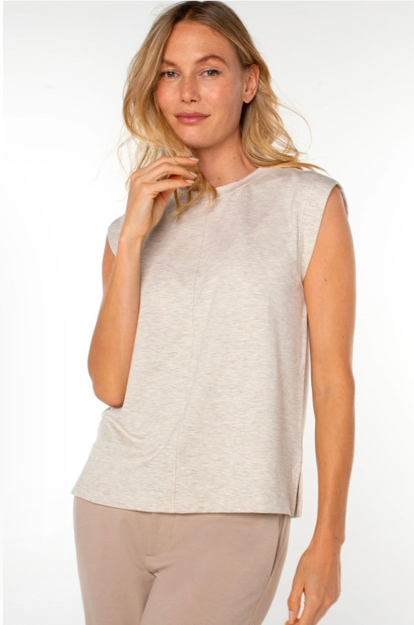 Sleeveless Crew Neck Knit Top-Oatmeal Heather