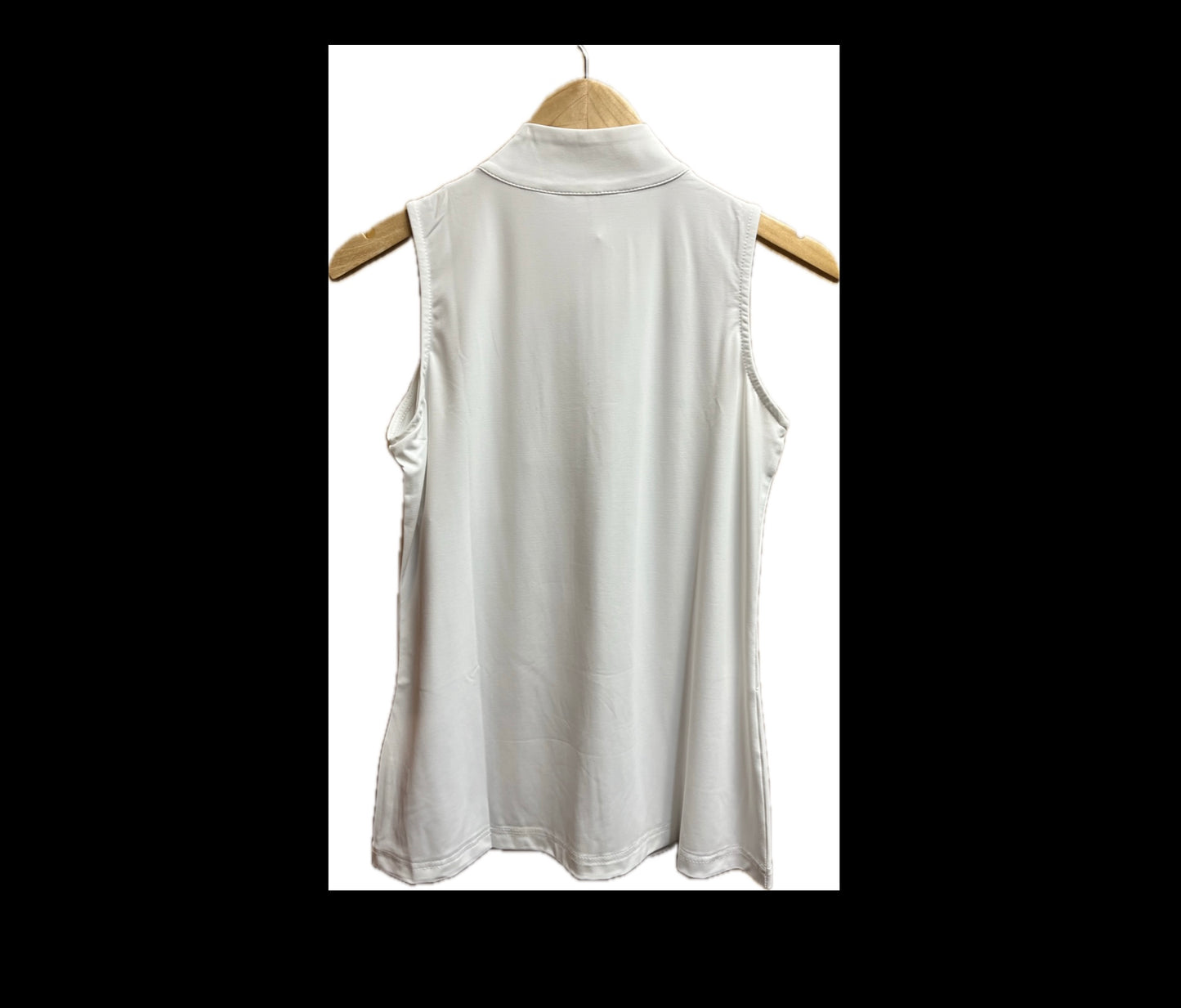 Sleeveless High-Neck Zip Top-White