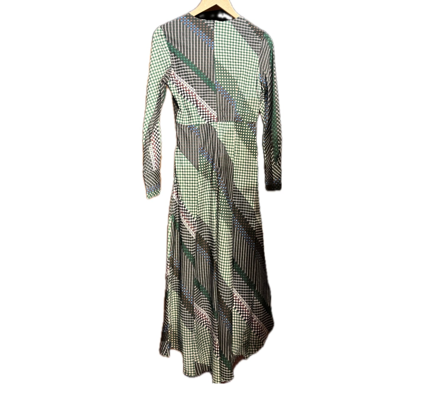 Stripe Print Twisted Front Dress-Green Multi