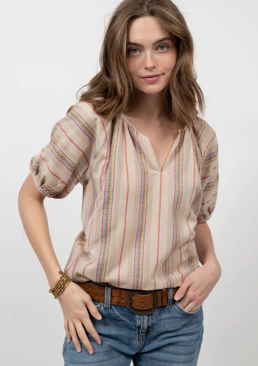 Primary Striped Top - Oatmeal