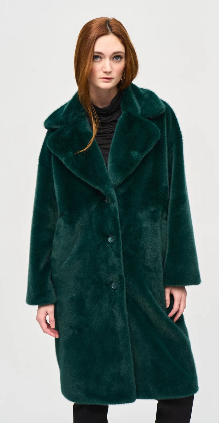 Joseph Ribkoff Faux Fur Coat Green