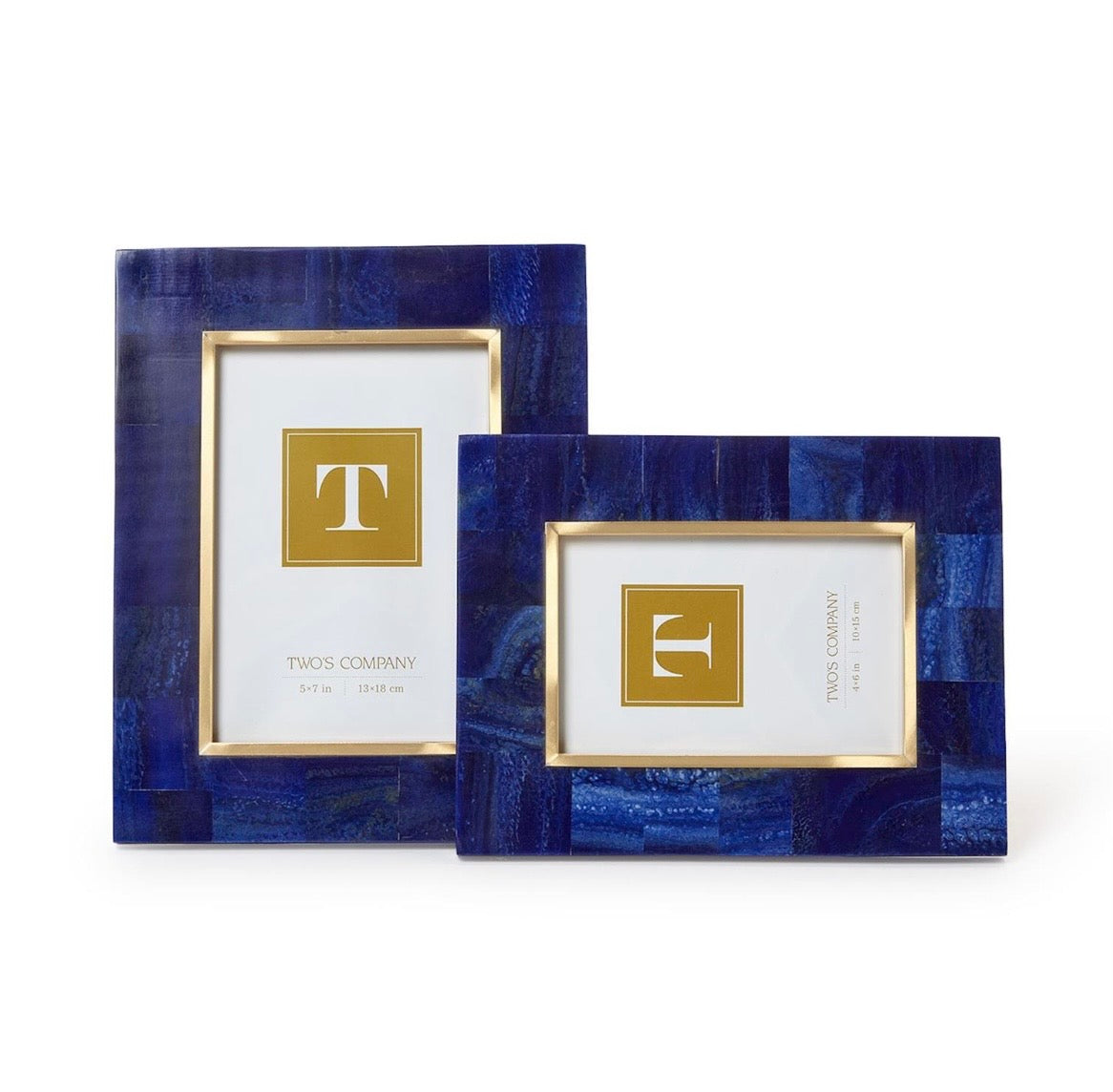 Blue Soladite Blue Photo Frames with Brass Trim