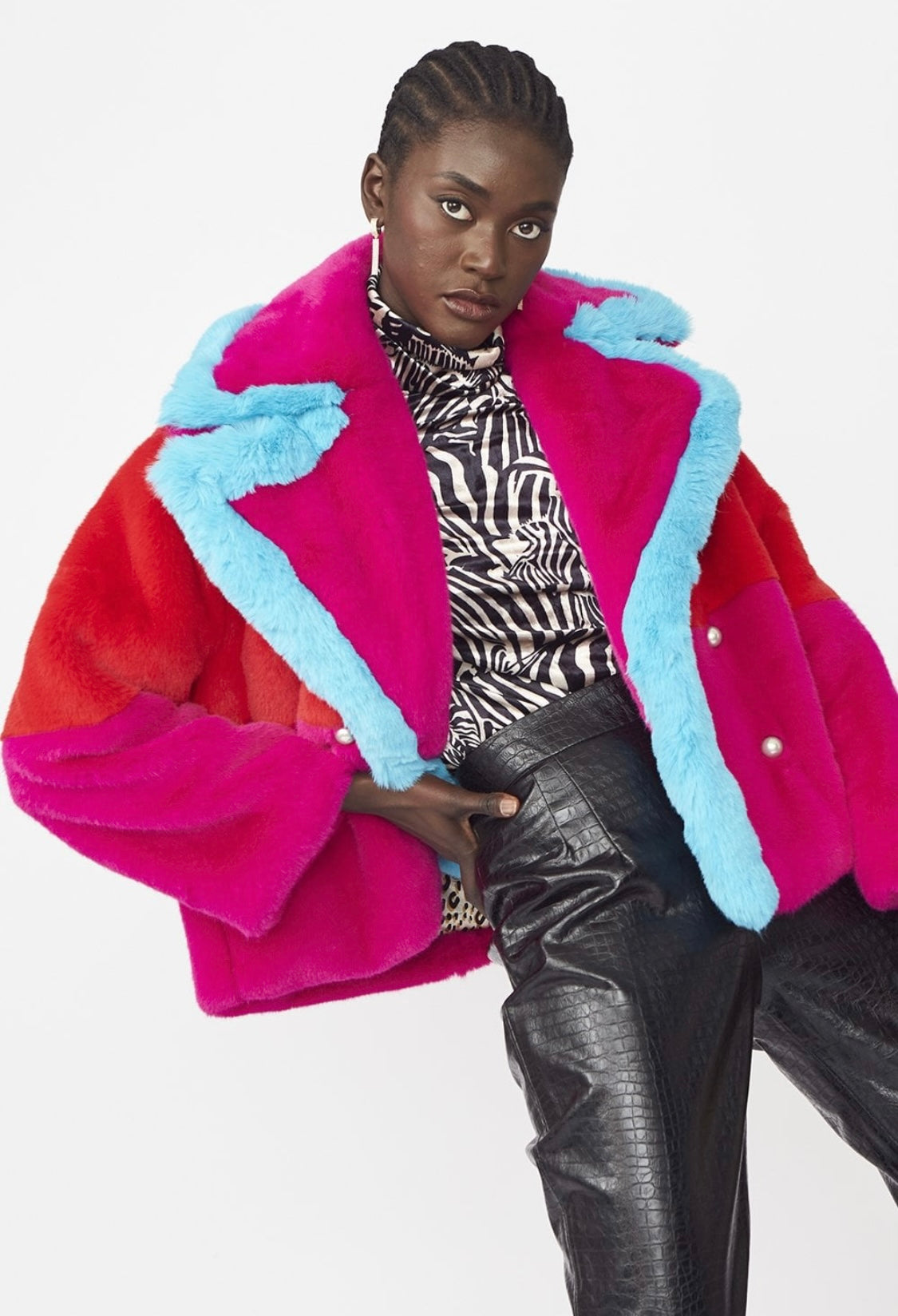 Gigi long jacket deals with colored fur