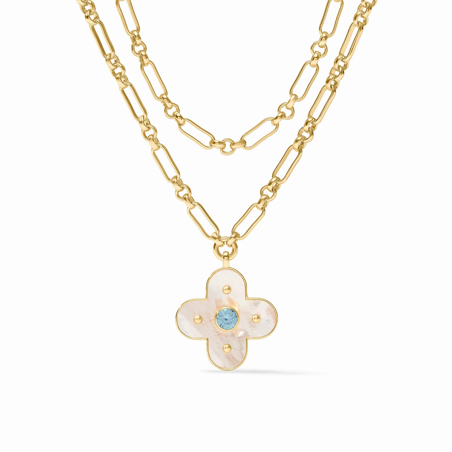 Colette Statement Necklace-Gold & Chalcedony Blue