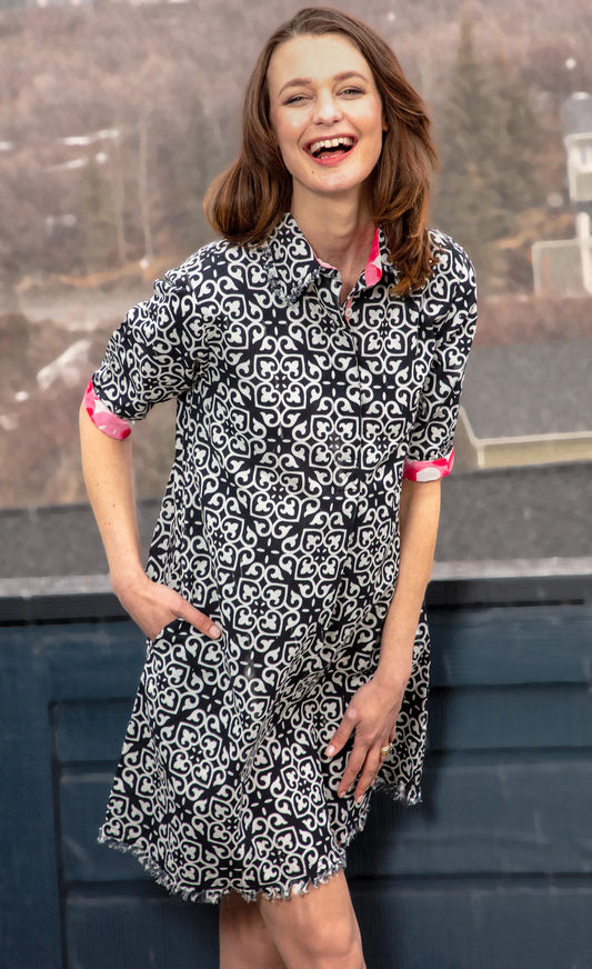 Chatham Black & White Geo Dress